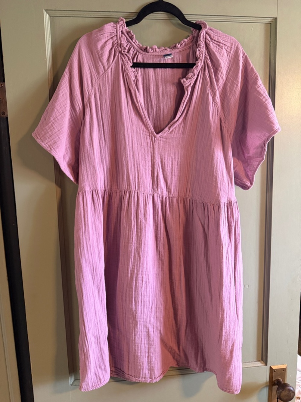 Old Navy Pink Midi Dress with Ruffle Neck